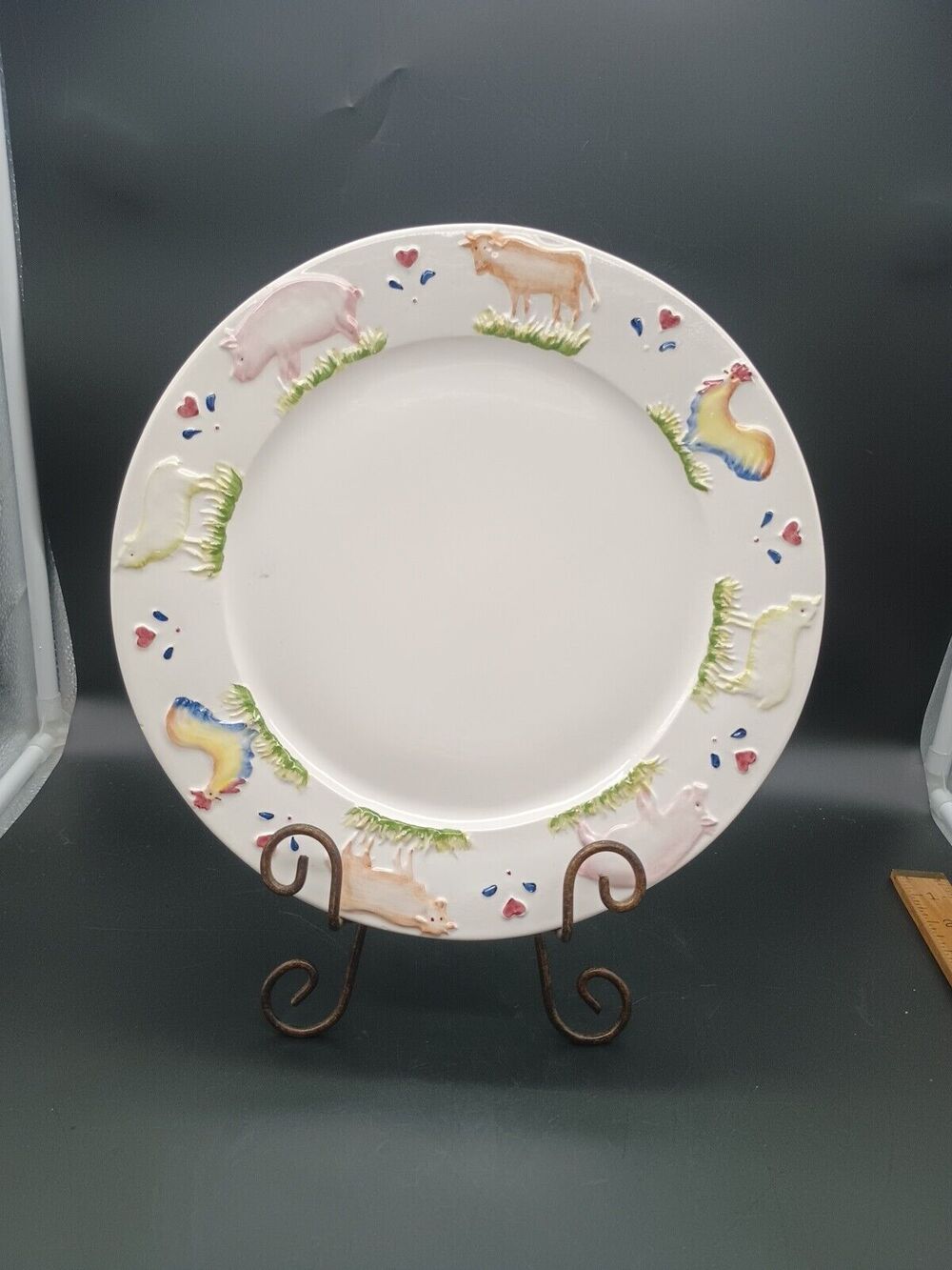 Stefani Ceramica Italy Charger Plater Barnyard Animals Cow Sheep Pig Lamb